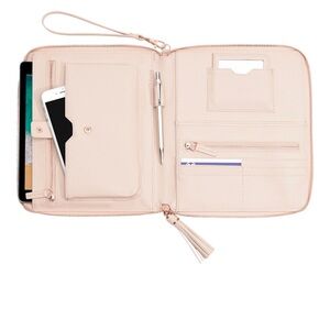 Stackers Blush Pink Organizer Wristlet with Tassel